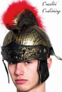 Roman Helmet w/Red Brush Trim 