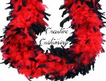 6' Two Tone Chandelle Feather Boa Red with Black Tips