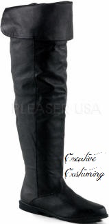 Thigh High Renaissance Leather Boot w/Cuffed Collar