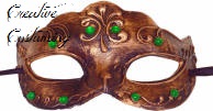 Venetian Mask w/Green Stones