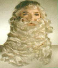 Santa Claus Wig & Beard Set Supreme with Handmade Mustache
