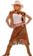 Cowgirl Costume Genuine Leather Skirt and Vest