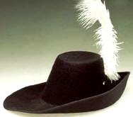 Musketeer Cavalier Swashbuckler Hat  Permalux w/Ostrich Plume