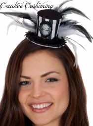 Mini Top Hat with Feathers & Cameo