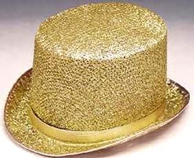 Glitter Top Hat Tinsel 6" High  Gold or Silver 