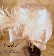 Victorian Wedding Hat Tall Victorian Riding Hat w/White Felt, Veiling & White Ostrich Plumes