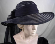 Victorian Large Black Sheer Straw Mesh Brim Hat