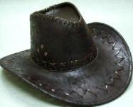 Cowboy Hat - Leather w/Stitching