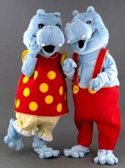 Mrs.& Mr.  Happy Hippo Mascot Costume