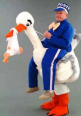 Riding the Stork Mascot Costume