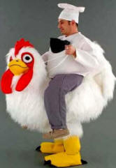 Riding the Chicken Mascot Costume