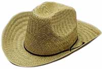 Child High Crown Texan Natural Straw Cowboy Hat w/String Band