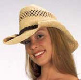 Cowboy Western Hat Rolled Brim Straw Rafia
