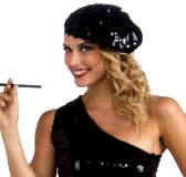 Flapper Beret Black Sequin