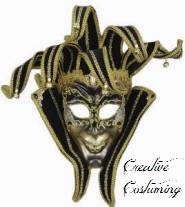 Black/Gold Jester Mask w/Headband