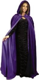 Full Length Lined Hooded Cape Panne Velvet Front Tie