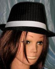 Black Fedora Hat w/White Pinstripes