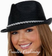 Sewn Braid Fedora Hat w/Faux Rhinestone Band