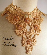 Antique Vintage Venetian Lace Petite Collar