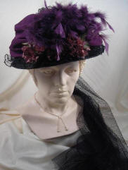 Victorian Walk in the Park Hat Black w/Eggplant