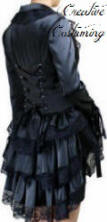 Sterampunk Victorian Corset Satin Jacket Black