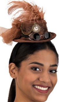 Steampunk Top Hat Headband w/Goggles