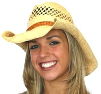 Cowboy Western Hat Rolled Brim Straw Rafia